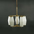Della Rocca-Pair of brass chandeliers with satin glass diffuser