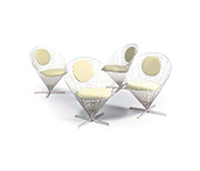 Set of four "Wire Cone" pivoting chairs