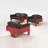 Wright-Oriolo settee and chairs, pair