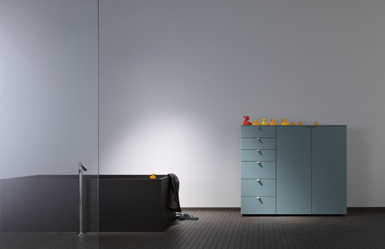 furniture Amazing house design in Canada Contemporary-simple-bathroom-interior-design-with-modern-gray-bathtub-design-and-blue-wall-cabinets.