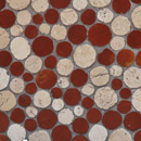 Mosaic Miro Production Round Dia M Biancone Roso Mosaici Mosaici per pareti Pavimenti da esterno Pavimenti in pietra naturale Pietra naturale Vetro: mosaici