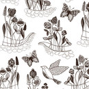 BANTIE Nattviol white I brown Curtain fabrics Decorative fabrics