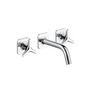 Axor Citterio M 3-Hole Basin Mixer for concealed installation with star handles, escutcheons and spout 166mm DN15 wall mounting Hansgrohe