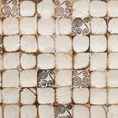 Cocomosaic Cocomosaic wall tiles white patina with spiral brown stamp Carrelage mural Mosaïques murales