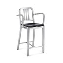 Navy® Counter stool with arms seat pad emeco