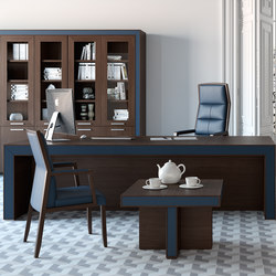 Escritorios ejecutivos-Sillas direccionales-Mesas de oficina-Belesa espresso azul-Ofifran
