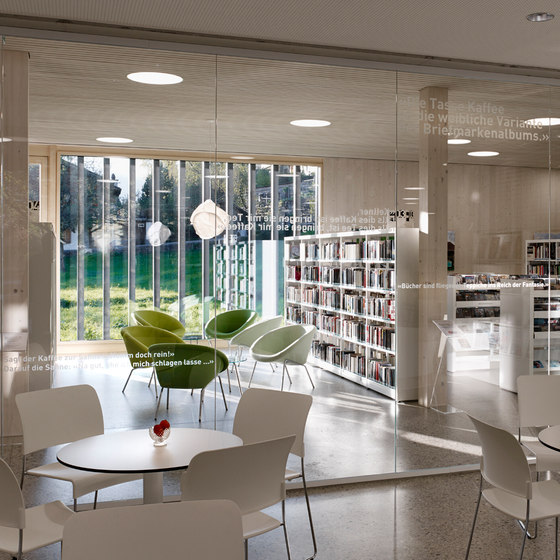 Library | game library and municipal administration | Spiez | Shops | bauzeit architekten