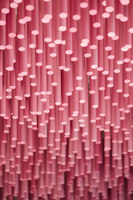 12,000 pink-painted wooden sticks | Café interiors | Ideo Arquitectura