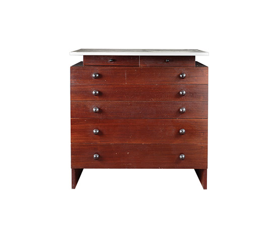 Rosewood and marble chest of drawers