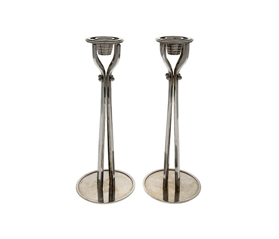 Two silver plated candleholders