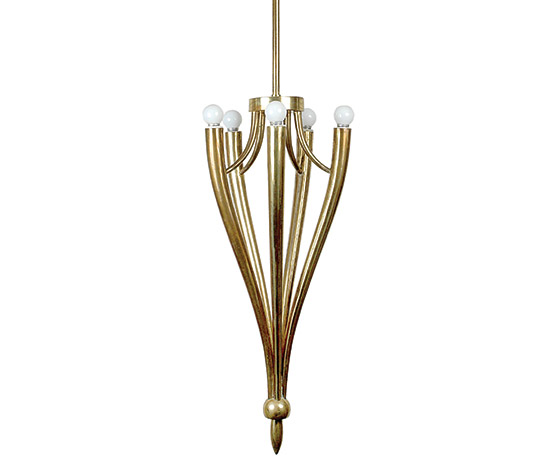 Brass chandelier with five cornucopiae