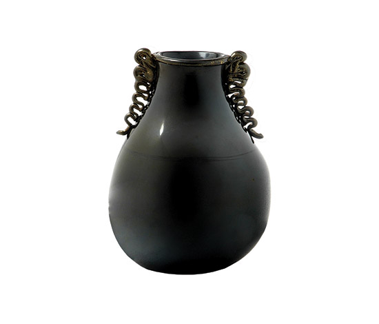 Black murano glass vase