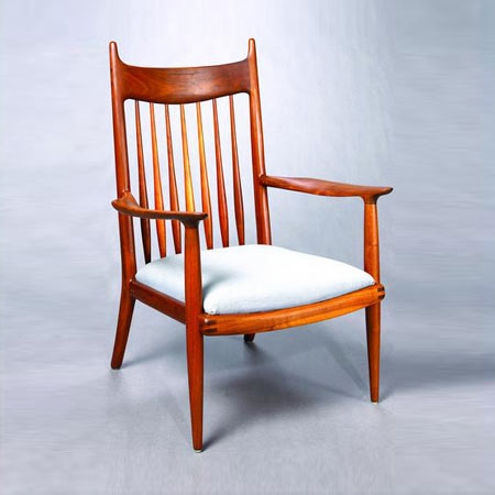Walnut spindle armchair