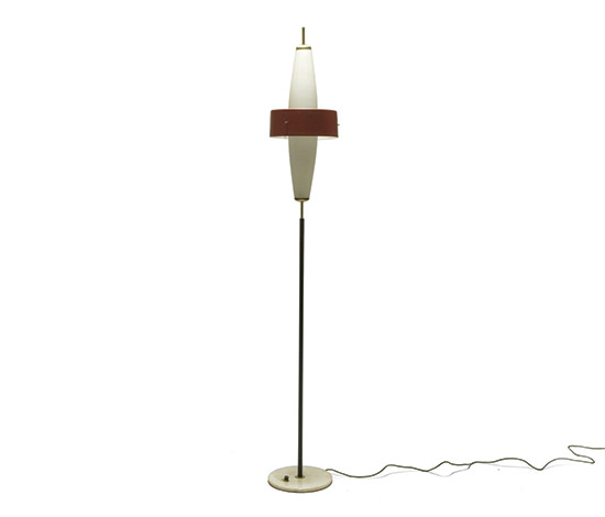 Metal floorlamp with marble base and glass diffuser