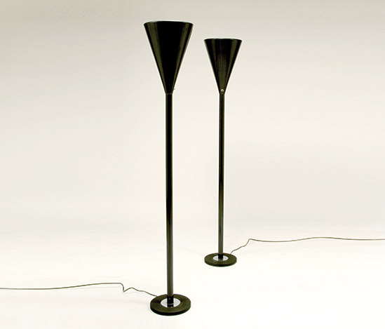 Pair of lacquered metal floor lamps