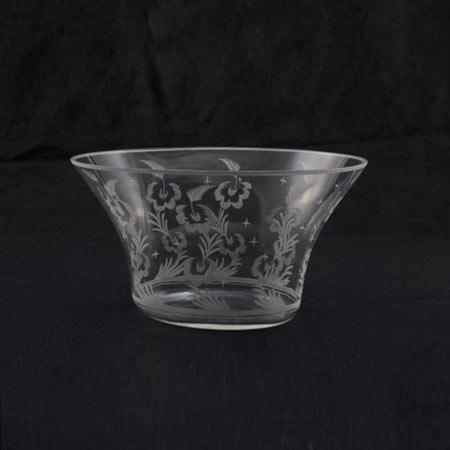 Etched glass vase