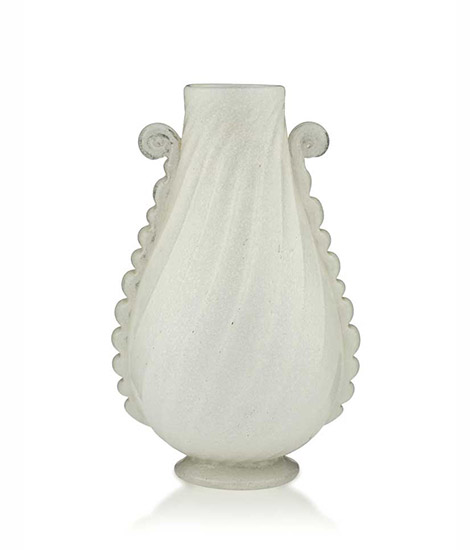 White pulegoso Murano glass vase