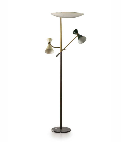 Brass and aluminium floor lamp