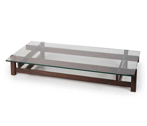Rosewood and crystal low table