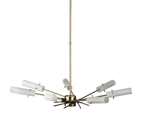 Italian brass and glass ceiling lamp