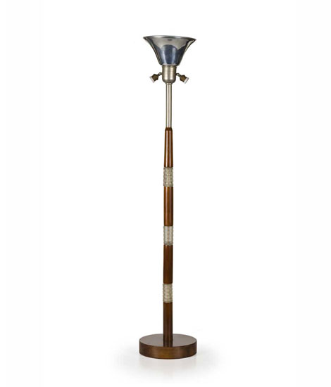 Wood and glass floor lamp