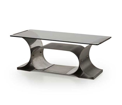 Italian metal and crystal low table