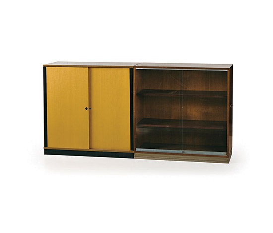 Pair of office cabinets, one with glass doors