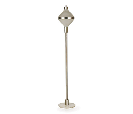 Aluminum and glass floorlamp with marble base