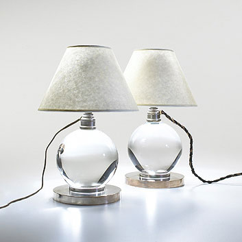 Crystal Ball lamps, pair