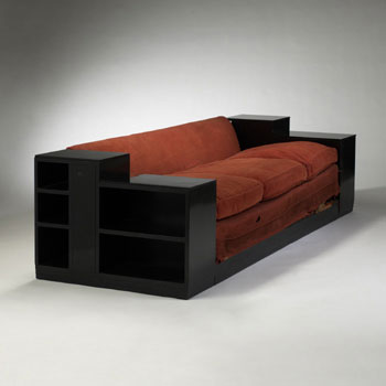 Sofa with attached bookcases