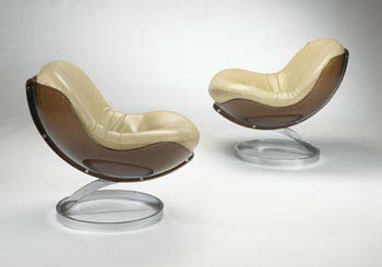 Lucite lounge chairs, pair