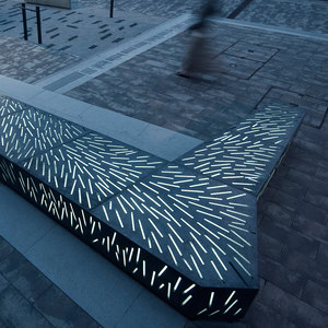 Glass concrete bench