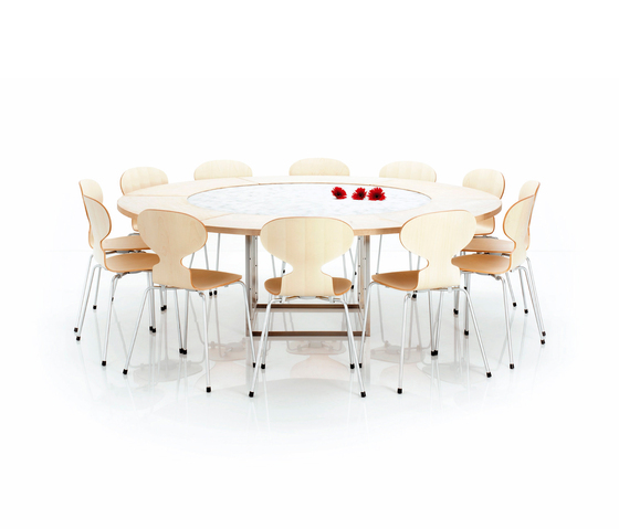 PK54A™ | Table | Marble | PK 54A Extension ring ash | Satin brushed stainless steel base | Tables de repas | Fritz Hansen