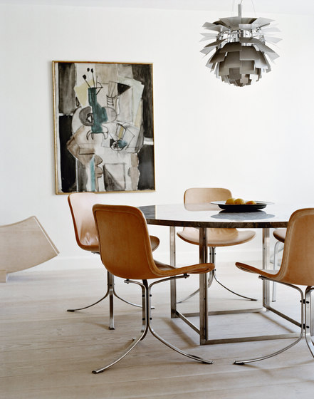 PK54A™ | Table | Marble | PK 54A Extension ring ash | Satin brushed stainless steel base | Mesas comedor | Fritz Hansen