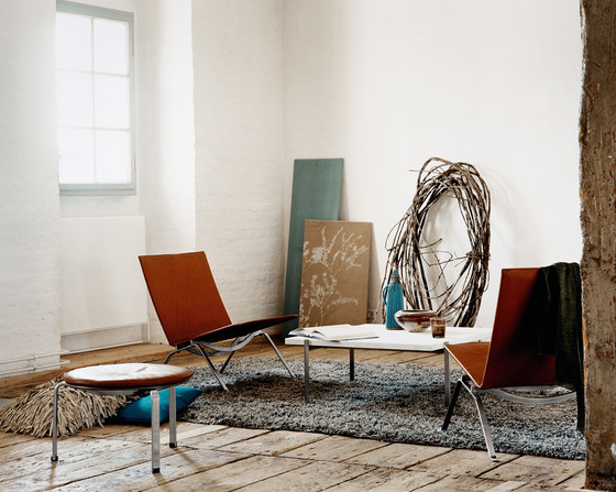 PK22™ | Lounge chair | Leather | Satin brushed staineless spring steel base | Sillones | Fritz Hansen