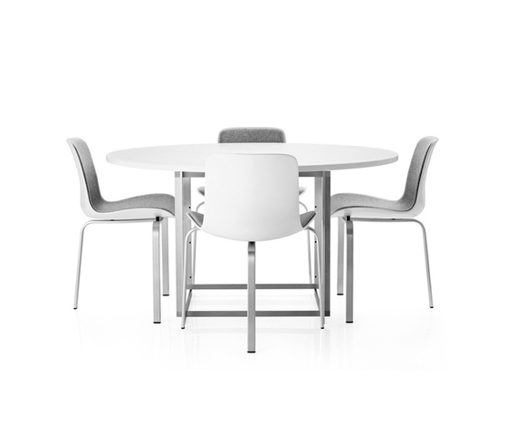 PK58™ | Table | White moulded polyester composit w ATH | Satin brushed stainless steel base | Tavoli pranzo | Fritz Hansen