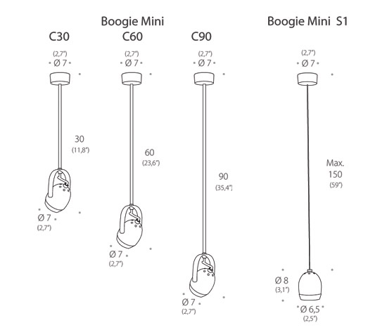 Boogie mini W4 Plafón negro | Lámparas de techo | Luz Difusión