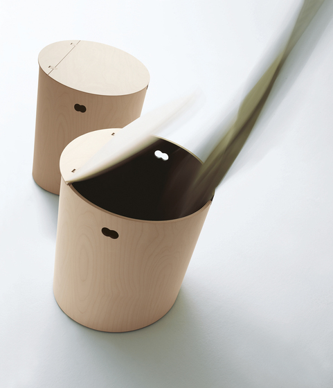 Basket - COM510 storage bin or stool in plywood, grey | Wäschebehälter | Agape