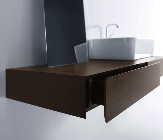 Units Wengè wall hung furniture 140 with 2 drawers | Meubles muraux salle de bain | Kerasan