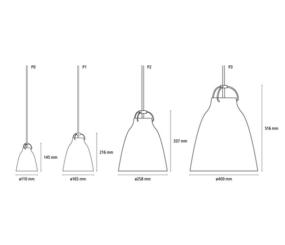 Caravaggio™ Matt | Pendant | P1 | Black | Grey45 cord | Suspended lights | Fritz Hansen