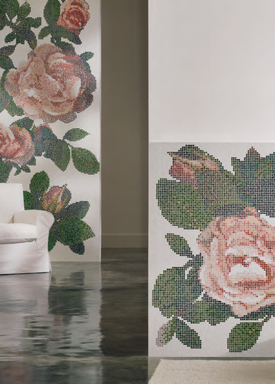 Springrose Nero A mosaic | Mosaici vetro | Bisazza