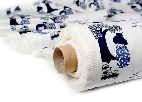 Kokeshi blue I white | Drapery fabrics | BANTIE