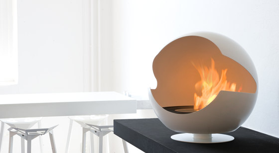 Globe stand stone white | Chimeneas sin humo | Vauni Fire