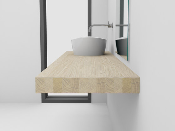 Console basin | Design Nr. 1003 – Buche geölt | Wood panels | Absolut Bad
