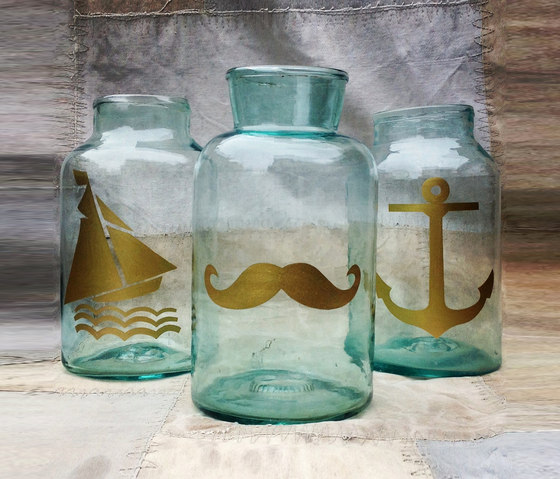 Vintage, hand-made green glass storage jars | Vases | Solid Floor