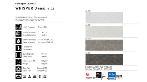 Whisper classic col.101 | Drapery fabrics | Douglas ACOUSTICS