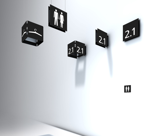 Signage System Messe Basel by BURRI - Mobile indoor F4 triangular stele | Information totems | BURRI