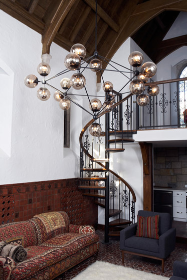 Modo Chandelier - Rectangle, 14 Globes (Polished nickel/Cream) | Suspended lights | Roll & Hill