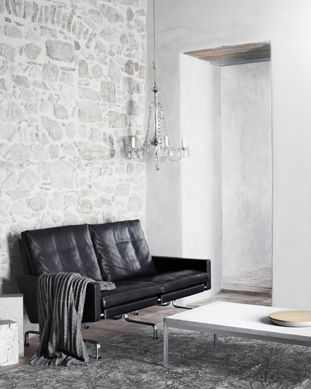 PK63™ | Coffee table | White rolled marble | Satin brushed stainless steel base | Mesas de centro | Fritz Hansen