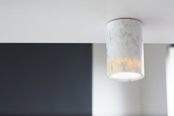 Solid | Downlight Cylinder in Carrara Marble | Ceiling lights | Terence Woodgate
